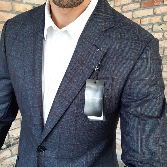 Emporio Armani Other - NEW Emporio Armani Silk Wool Window Plaid Blazer